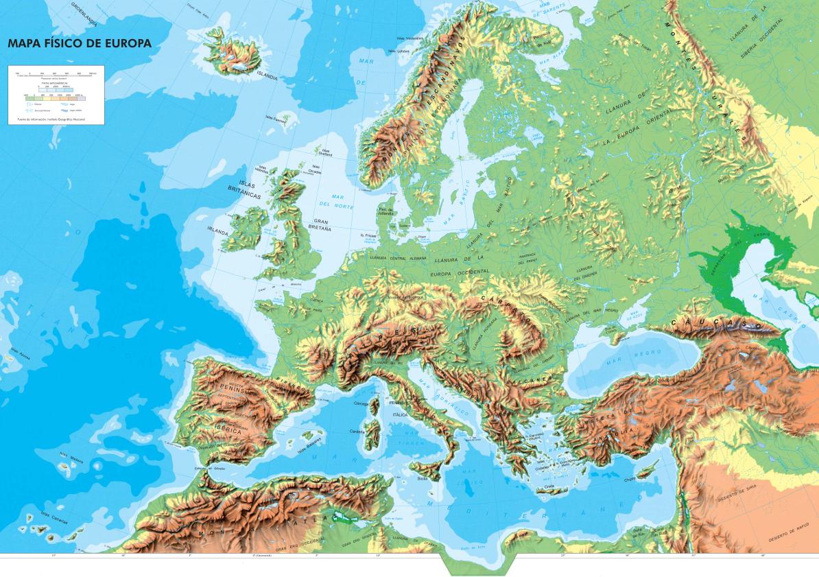 Información e imágenes con Mapas de Europa Fisico, Político y para