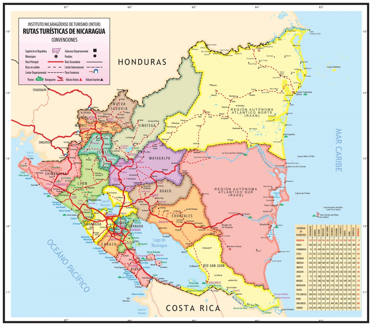 Mapa De Nicaragua Con Nombres Departamentos Y Municipios Para