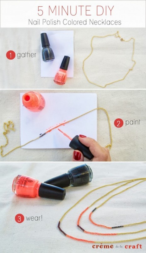 DIY-Craft-Project-Idea-Nail-Polish-Colored-Painted-Necklace-Jewelry-Quick-Easy