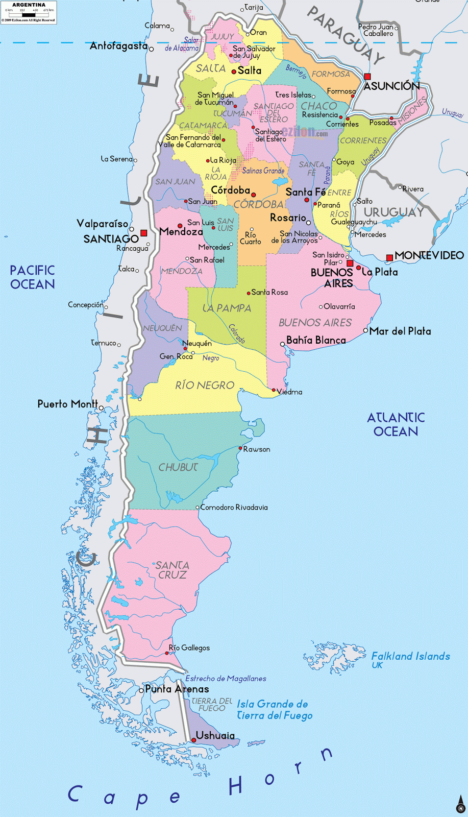 Mapa Politico De Argentina Provincias Y Capitales