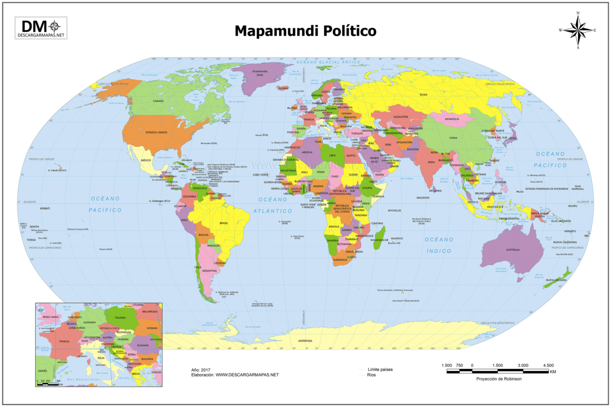 Mapamundis Políticos Con Nombres Para Descargar E Imprimir