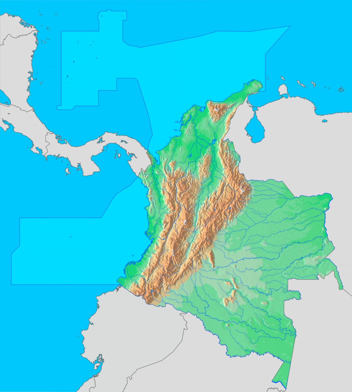 Mapa De Colombia Político Físico Para Colorear