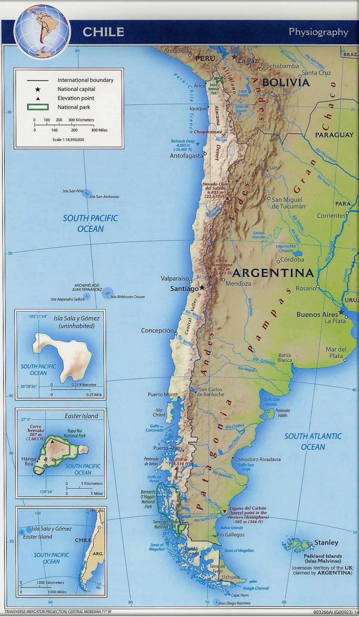 Información e imágenes con Mapas de CHILE Político, Físico y para Colorear