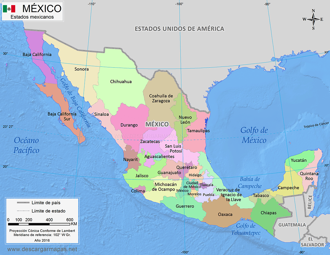 Mapa República Mexicana Mapas De México Para Descargar E Imprimir 7454