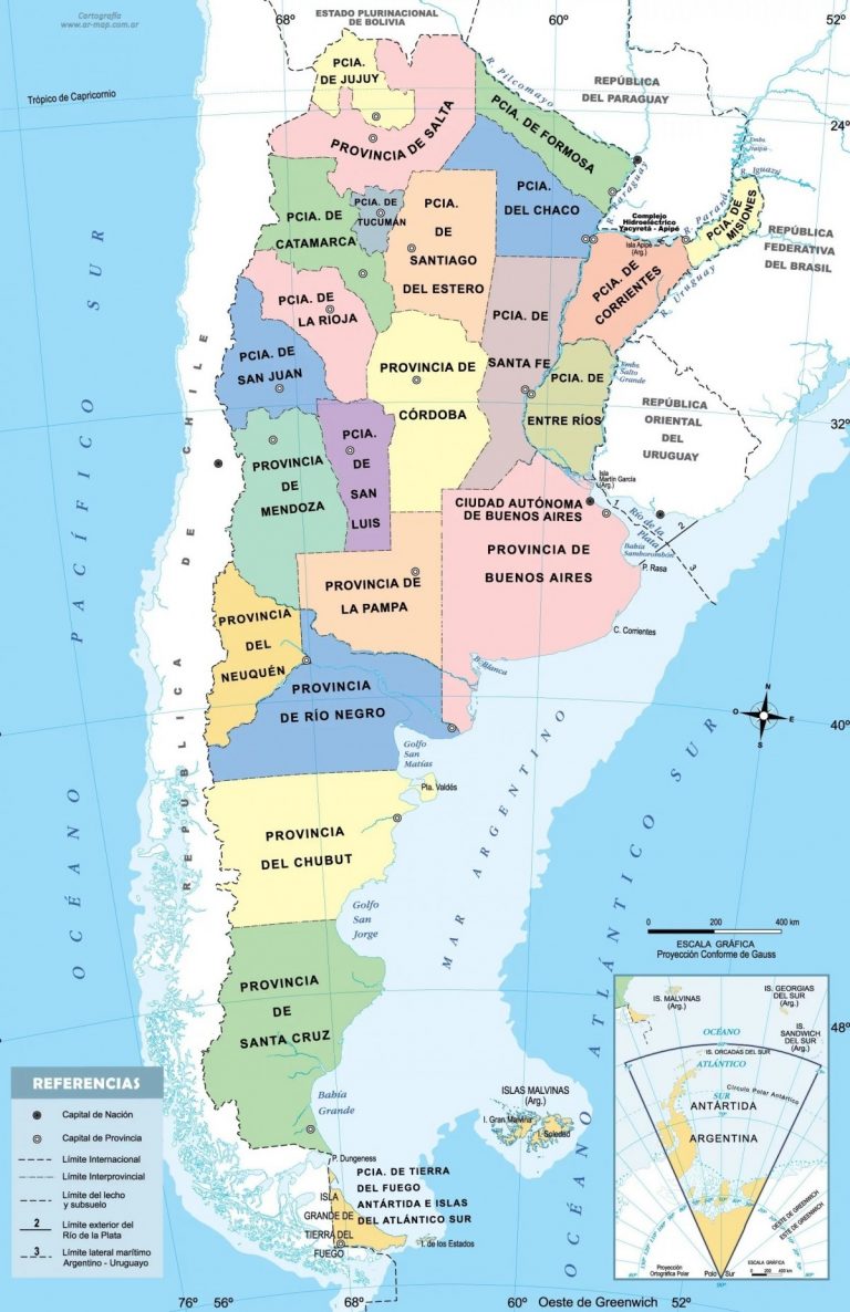 Mapa De Argentina Con Nombres, Provincias Y Capitales 【Para Descargar E ...