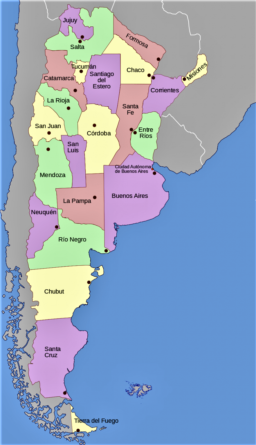 Mapa de Argentina con Nombres, Provincias y Capitales 【Para Descargar e