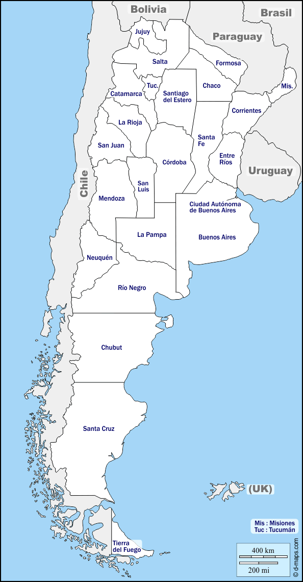 Mapa de Argentina con Nombres, Provincias y Capitales ...