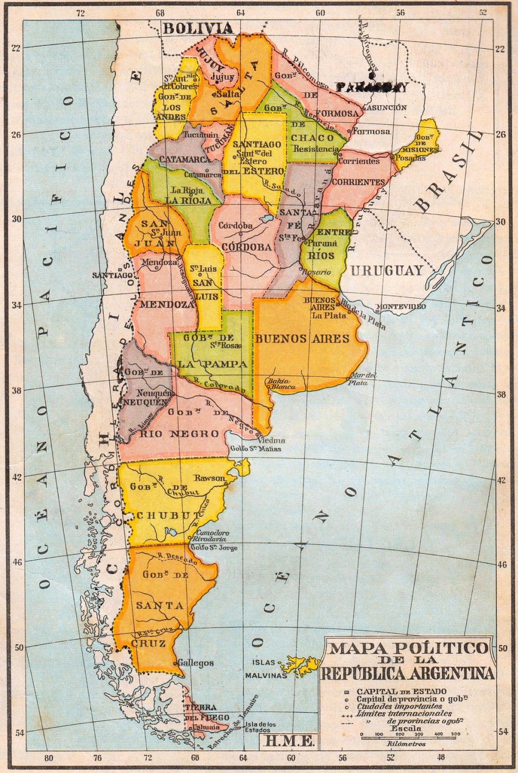 Mapa De Argentina Con Nombres Provincias Y Capitales 【para Descargar E
