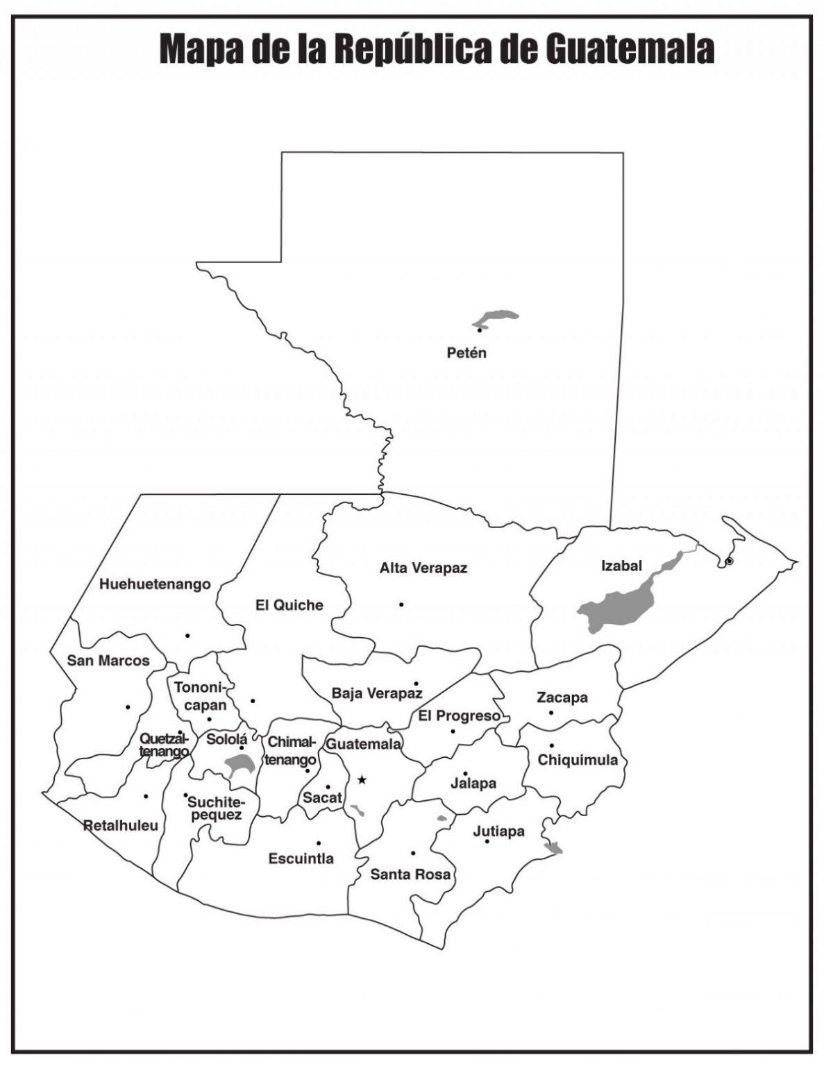 Mapa De Guatemala Con Nombres, Departamentos Y Municipios 【Para ...