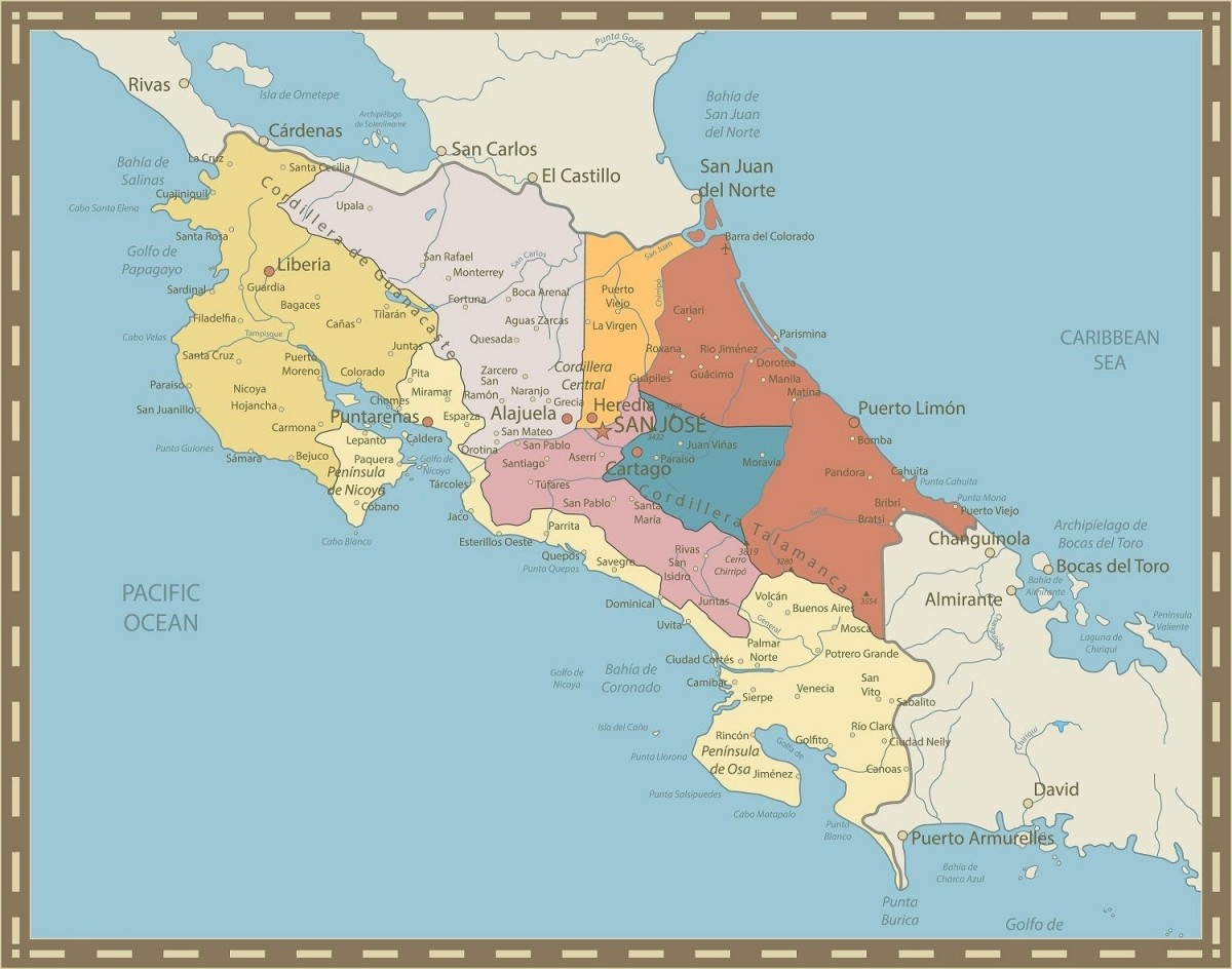 Mapa De Costa Rica Con Provincias Cantones Y Distritos 【para Descargar E Imprimir】 0764