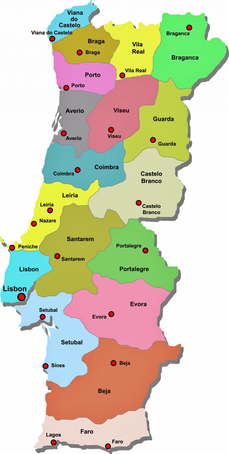 Mapa De Portugal Con Nombres Regiones Y Distritos 0302