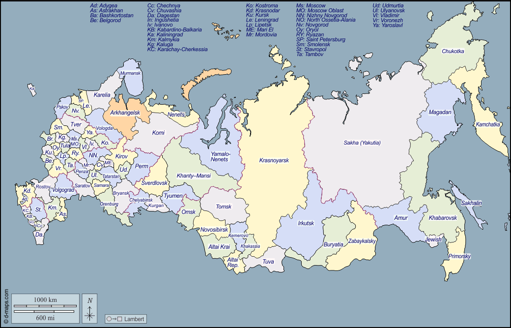 Mapa De Rusia Con Nombres Pol Tico Y F Sico