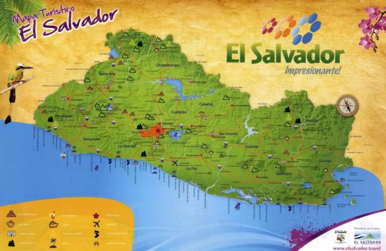 Mapa De El Salvador Con Nombres Zonas Y Departamentos 0345