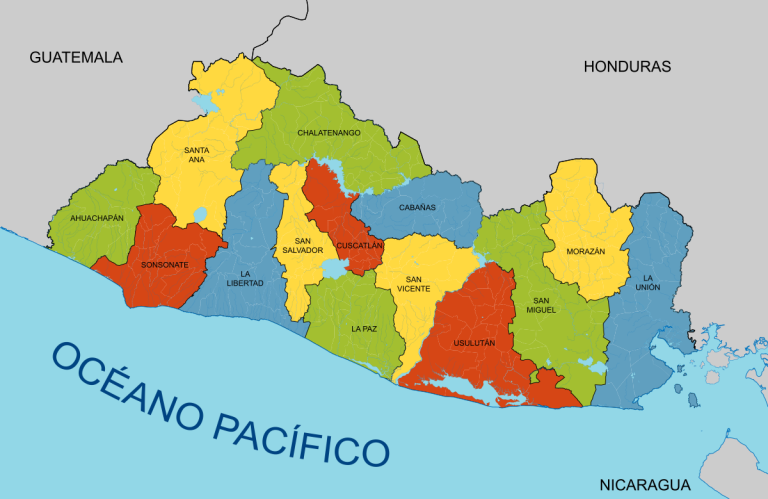 Mapa De El Salvador Con Nombres Zonas Y Departamentos 3301